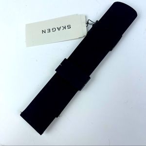 Skagen Denmark 22mm Black Silicone Watch Strap SKB6116 Stainless Steel Flexible